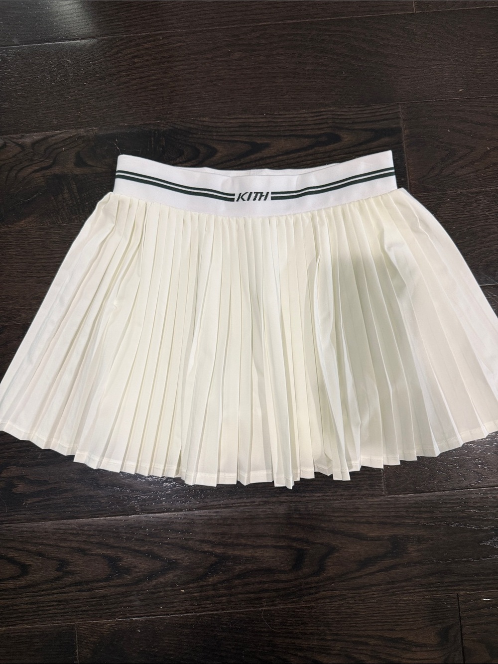 Kith White Pleated Skater Skirt with Black-Trim Waistband - Picture 5 of 8